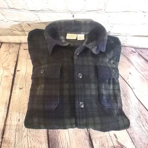 L.L. Bean Men's Vintage Large Plaid Flannel Button Down Blue Green